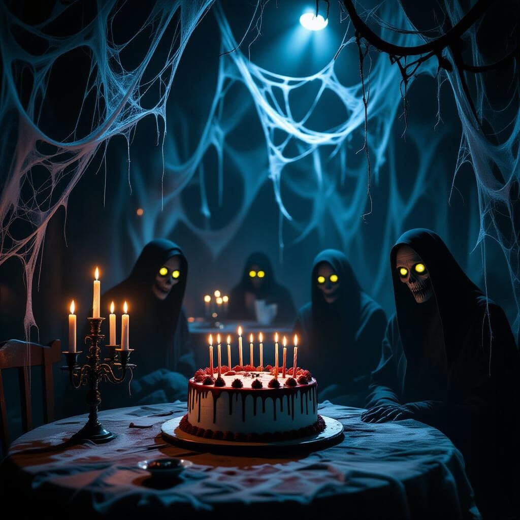 Creepy Haunted Birthday Party Scene