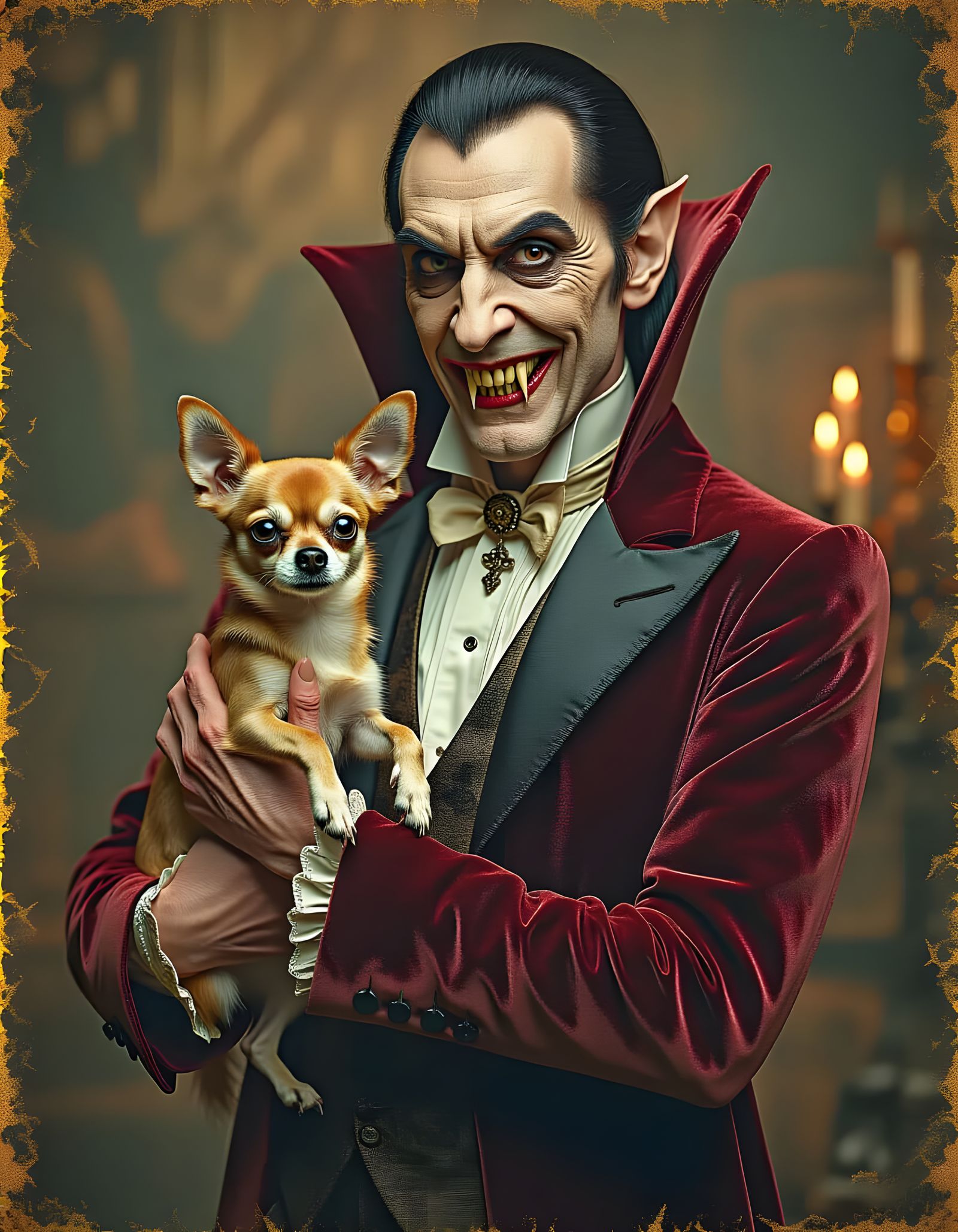 Dracula and Chihuahua: 80s Soft Focus Portrait