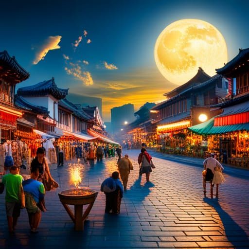 Taiwanese Mid-Autumn Festival Celebration at Night