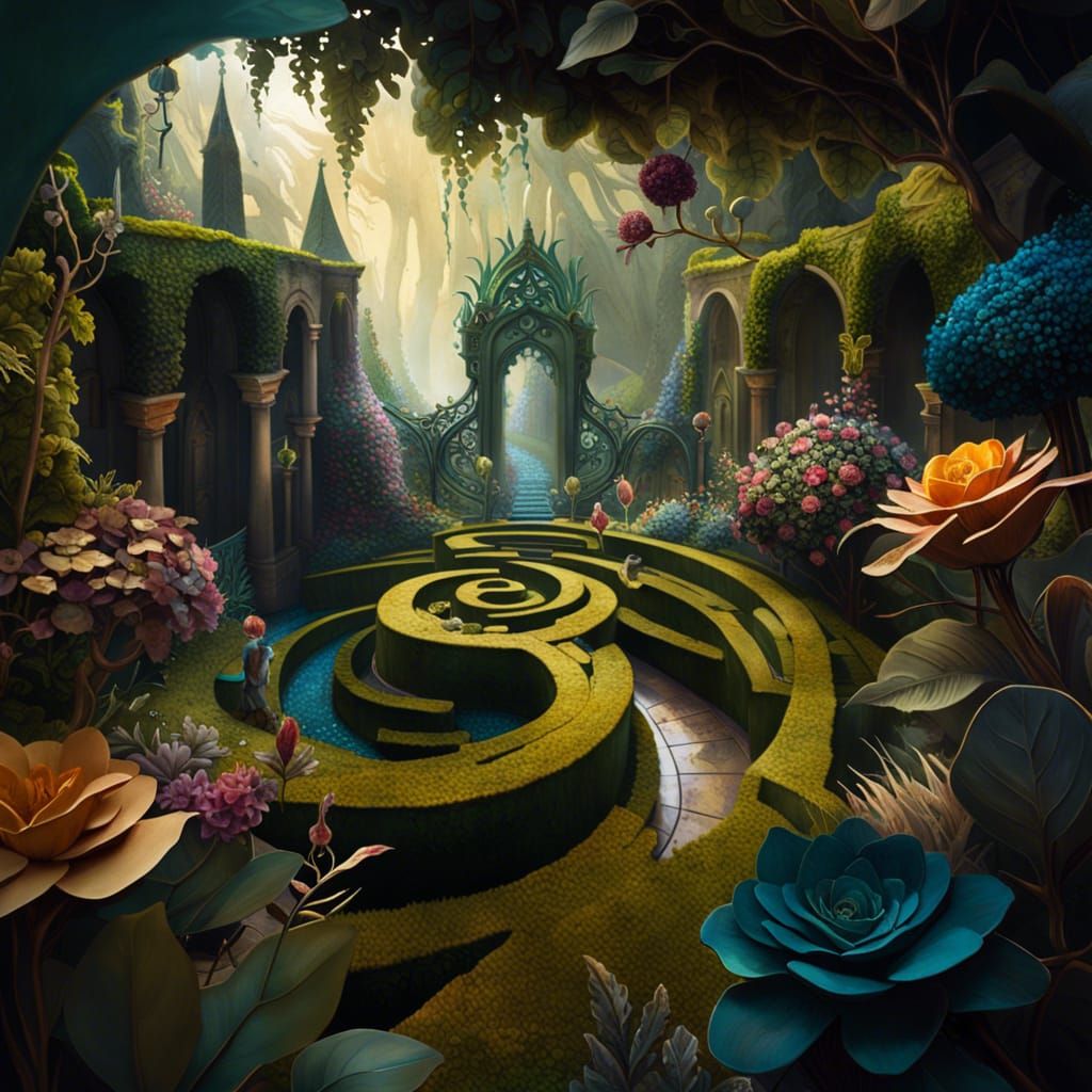 Fantasy Diorama Maze Garden in Storybook Style