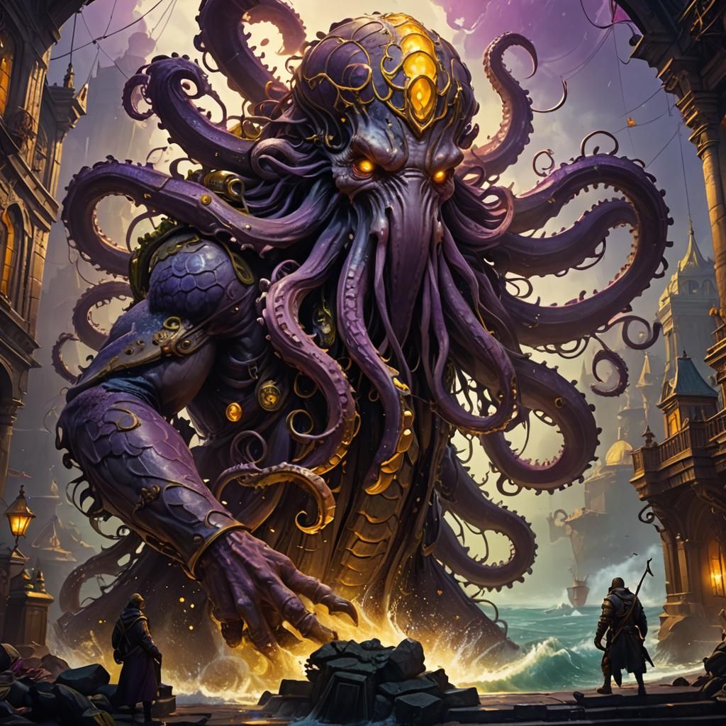 Detailed Kraken Concept Art in Dark Fantasy Style