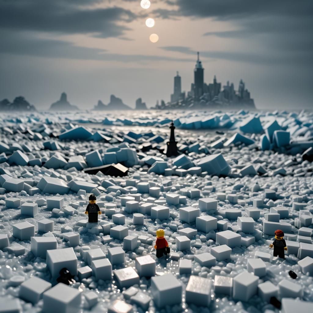 Lego Sea of Ice in Vaporpunk Surrealism