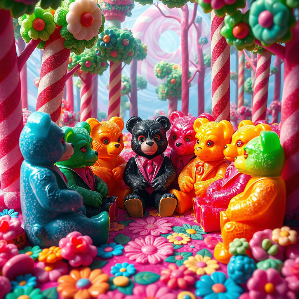 Gummy Bears Plotting Domination in Candy Land Forest