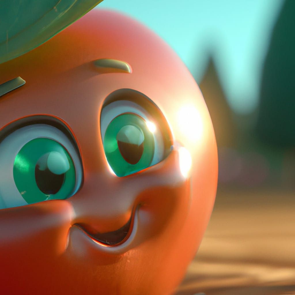 Happy Apple Character in CG Animation Style