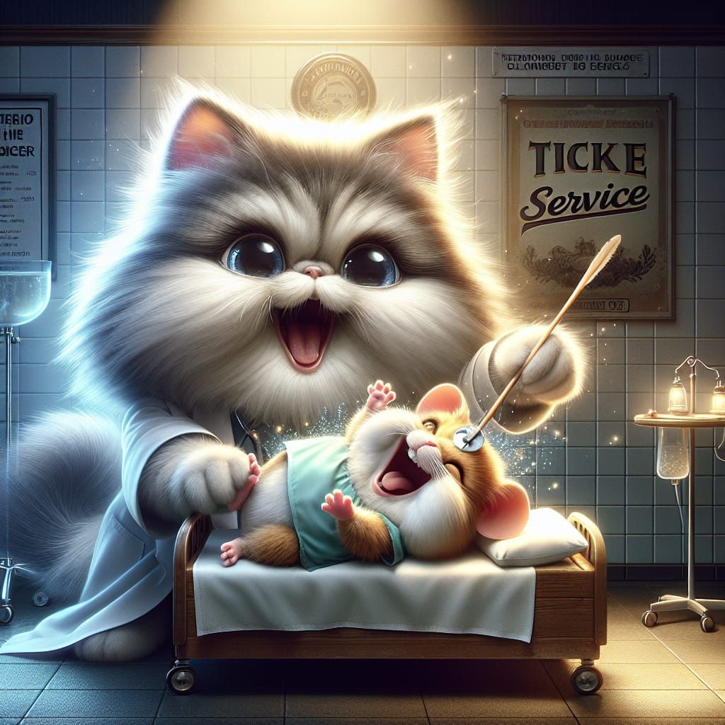 Whimsical Kitten and Hamster