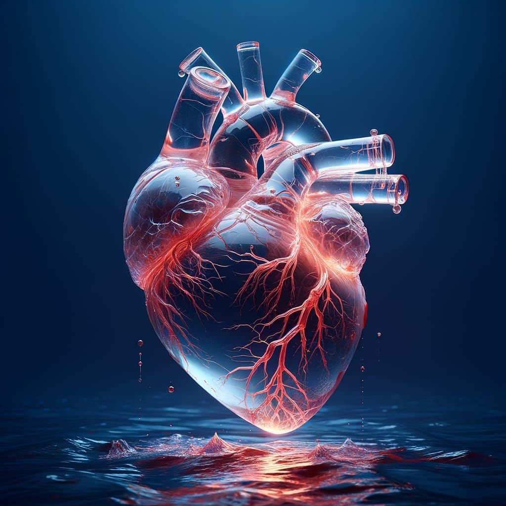 Fragile Computer Chip Heart on Blue Sea