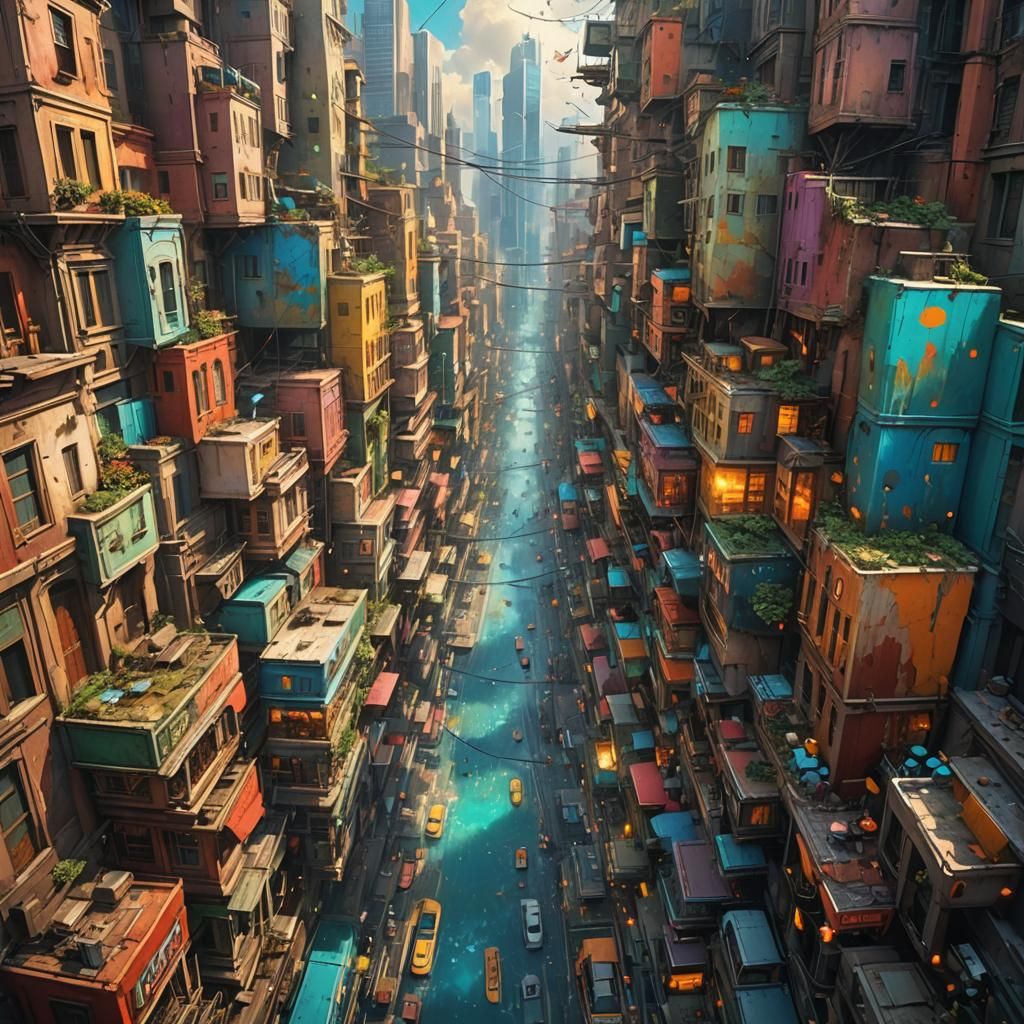 Hyperrealistic Cityscape Concept Art in Splash Art Style