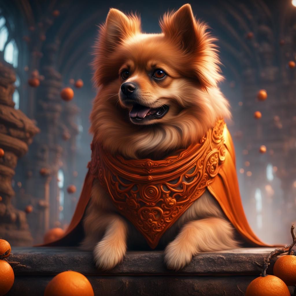 Pomeranian as Man: Detailed Fantasy Concept Art