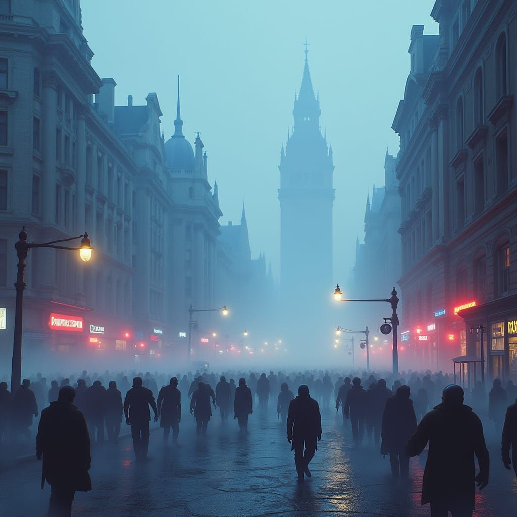 Undead Horde in London, Dreamlike Anime Style