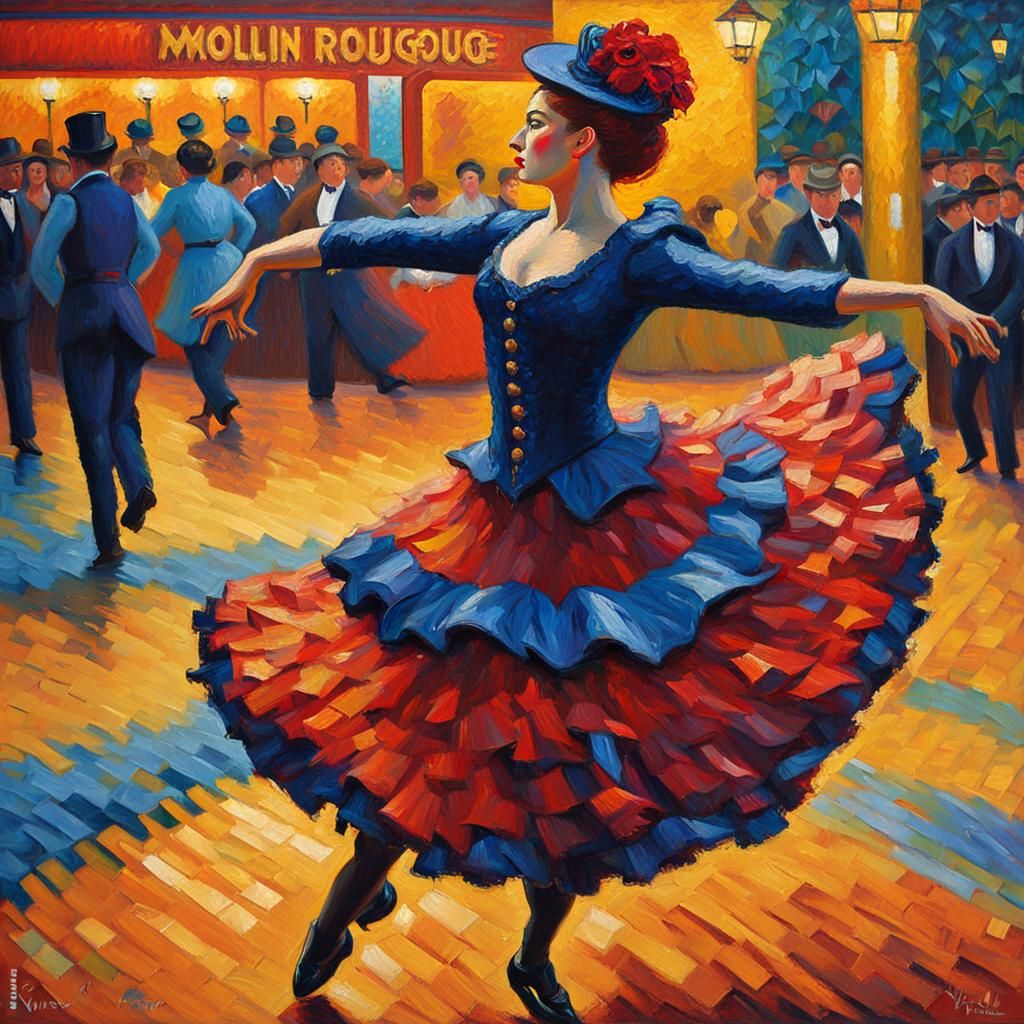 Spanish Dancer at Moulin Rouge as Impasto Painting