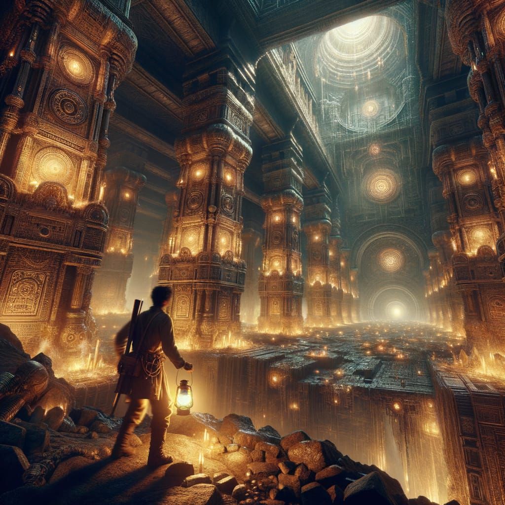 Steampunk Explorer in Subterranean Crystal City