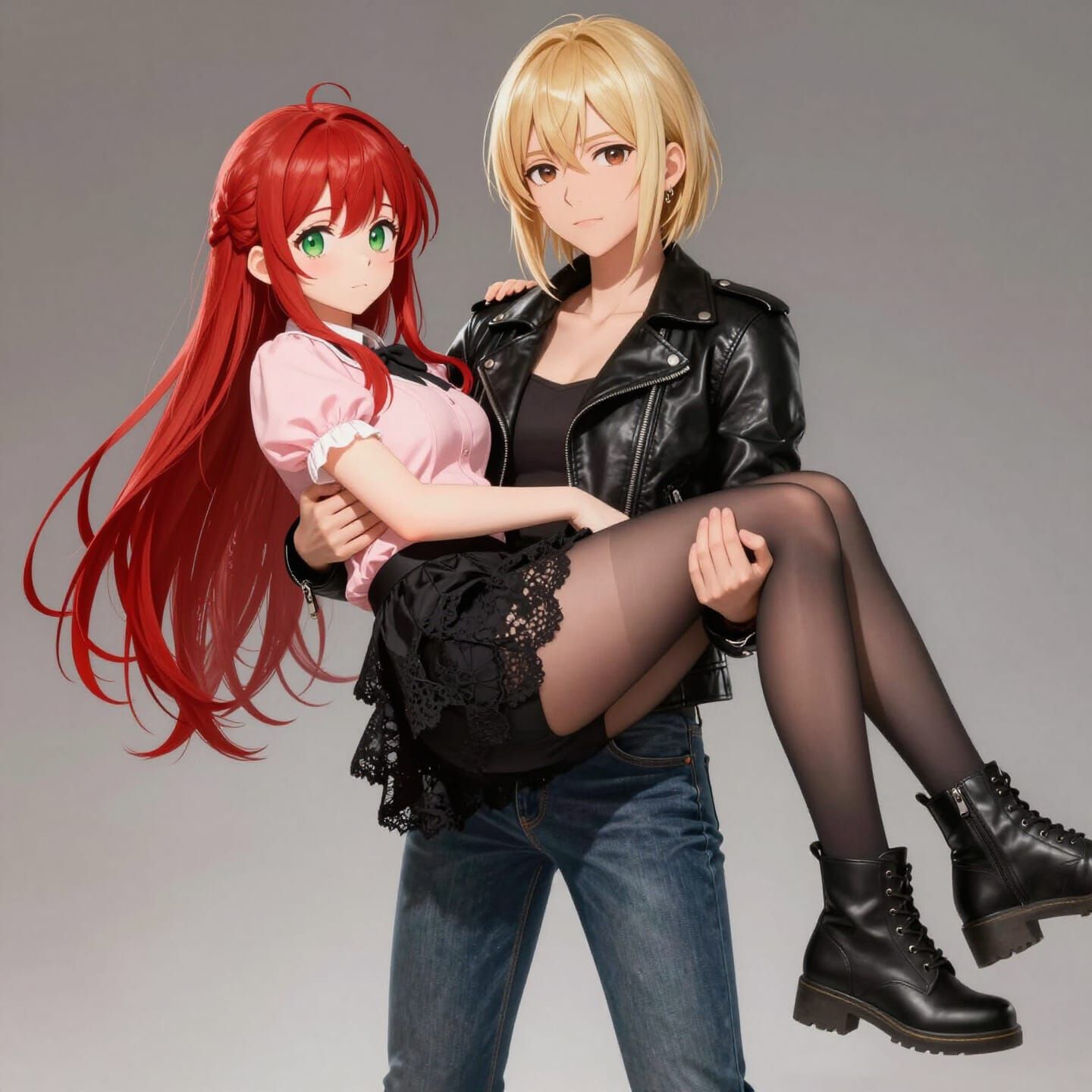 Japanese Women in Romantic Manga Style