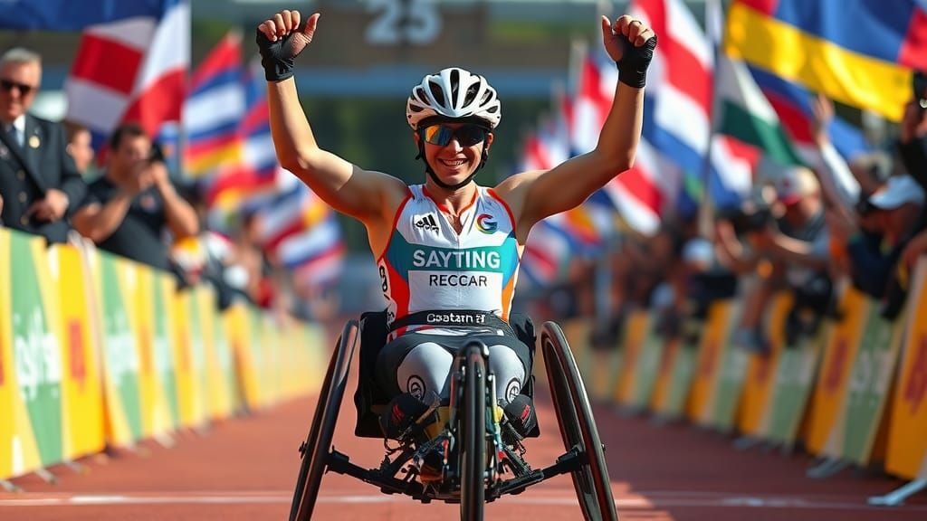 Para-Athlete's Triumphant Finish Line Victory