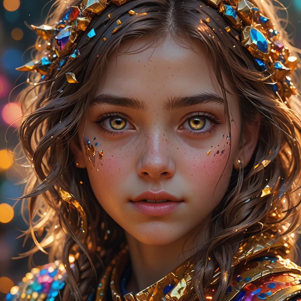 Loving Girl Portrait in Digital Splash Art Style