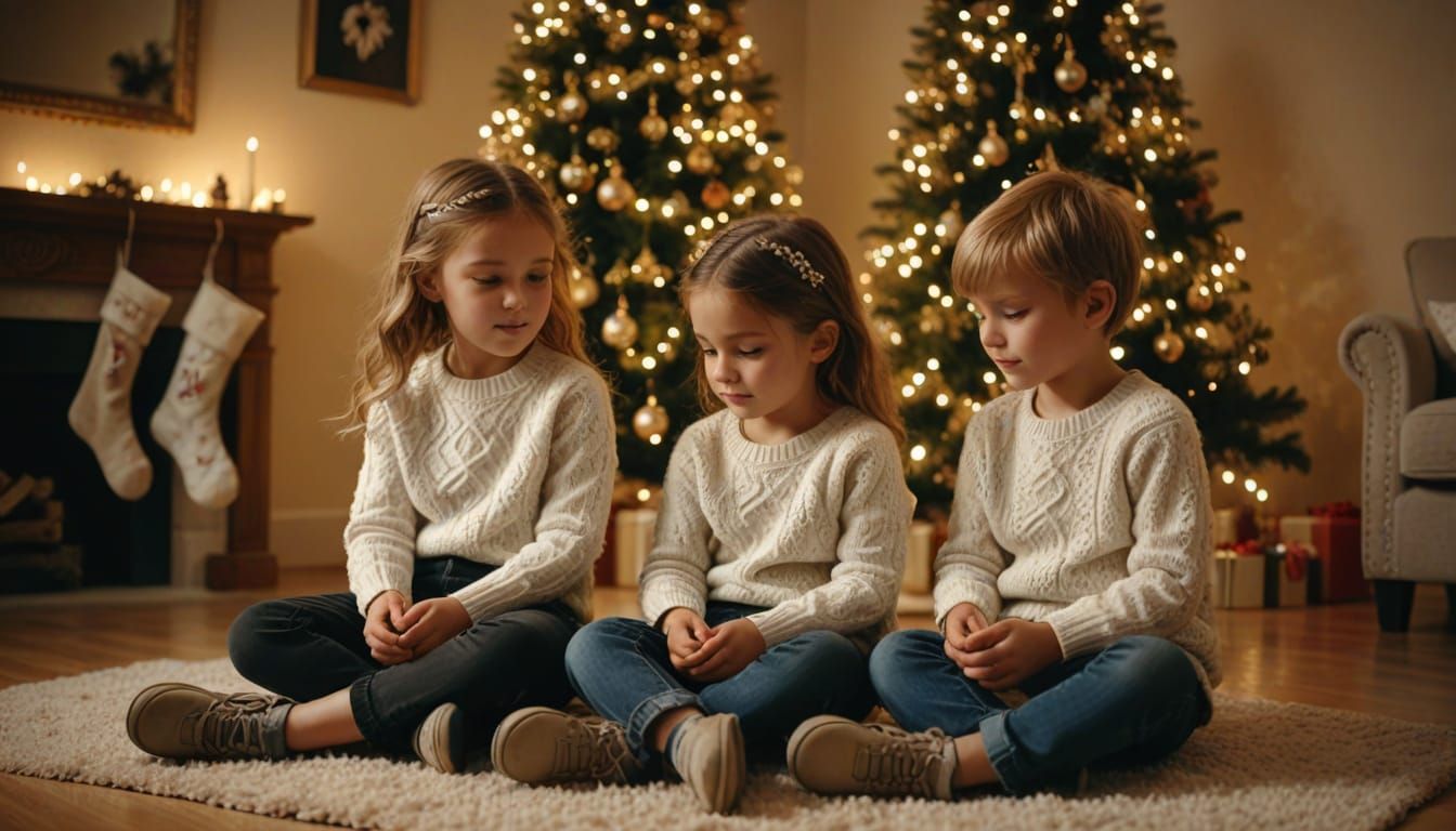 Cozy Christmas: Children by the Tree in Warm Light