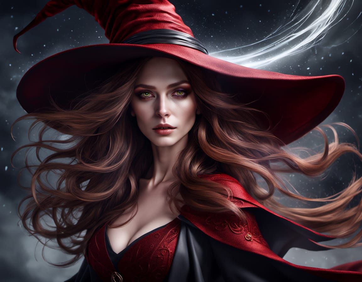 red witch with long hair