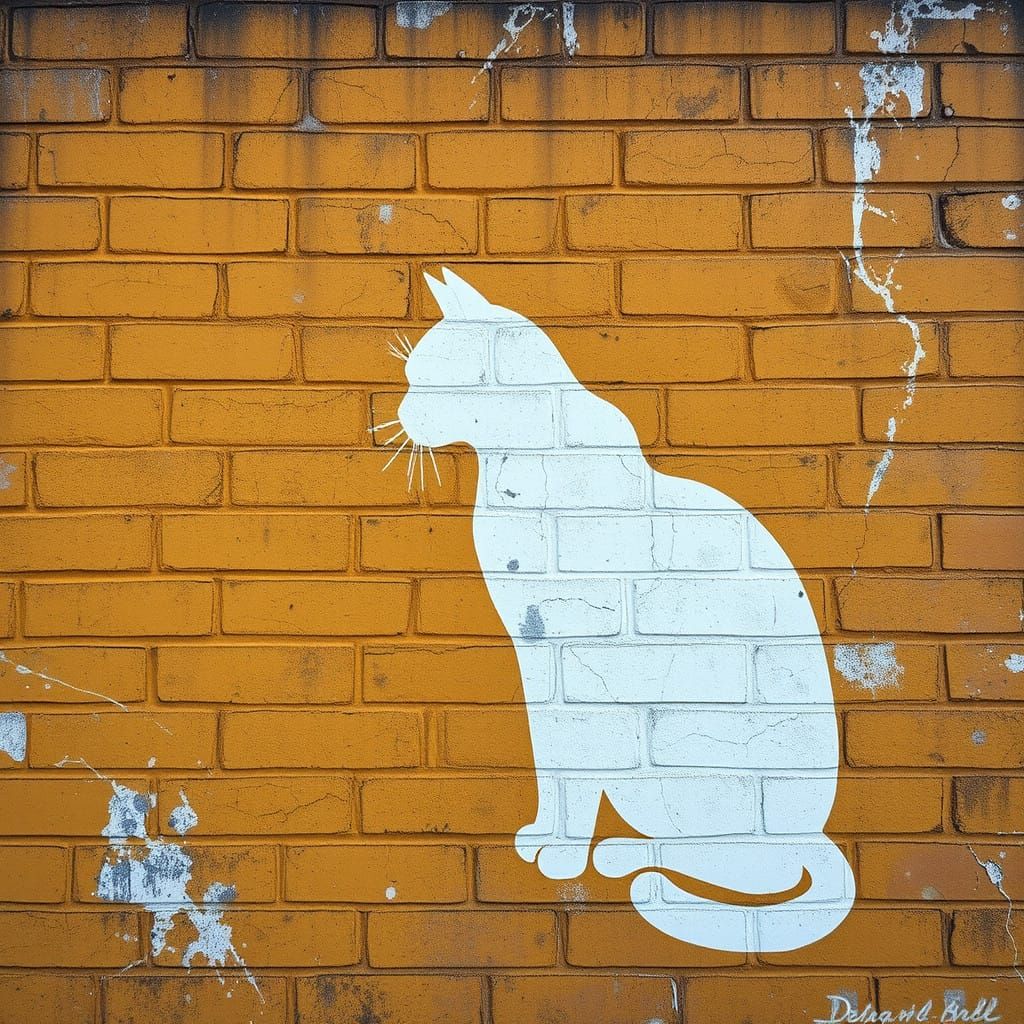 Surrealist Feline Silhouette in Vintage Decay