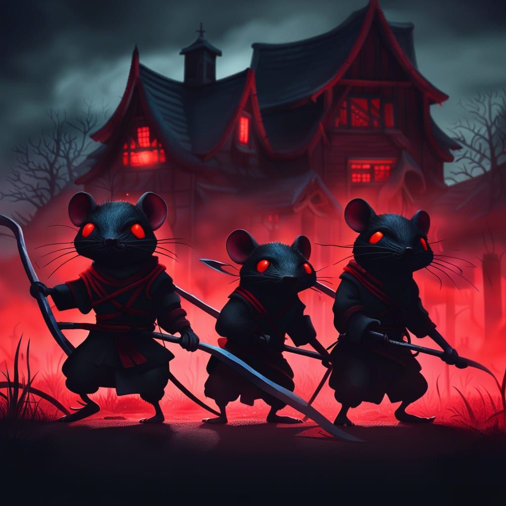 Eerie Ninja Mice in Polish Village at Dusk