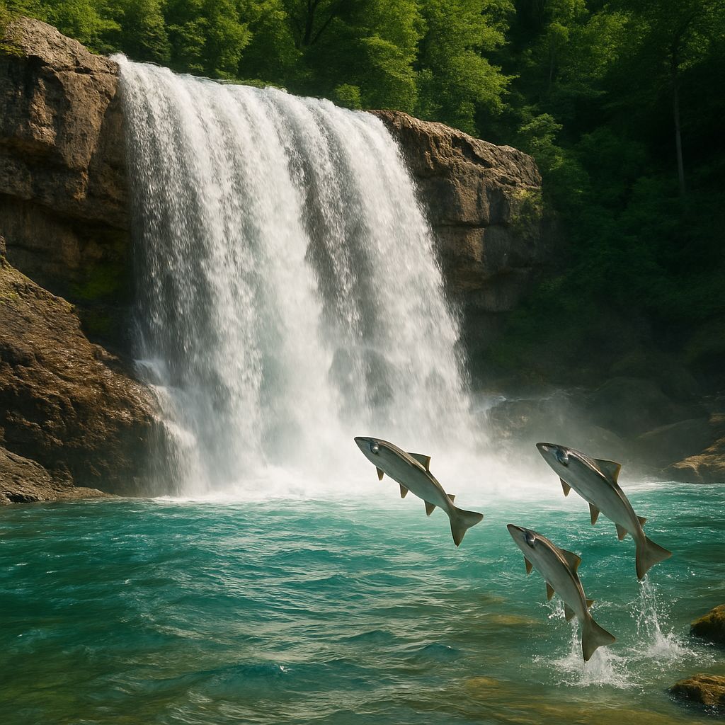 Salmon Leaping Waterfall in Crystal River