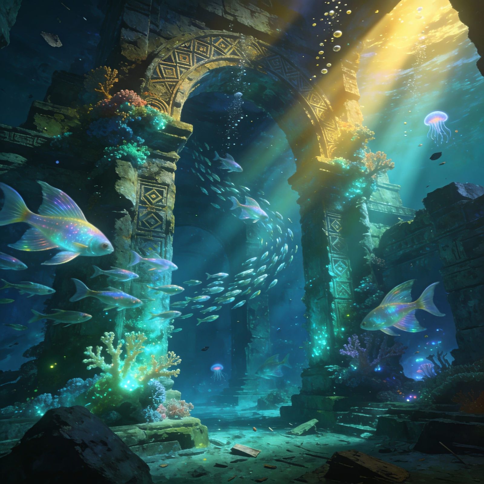 Lost Underwater City Revealed in Ethereal Light
