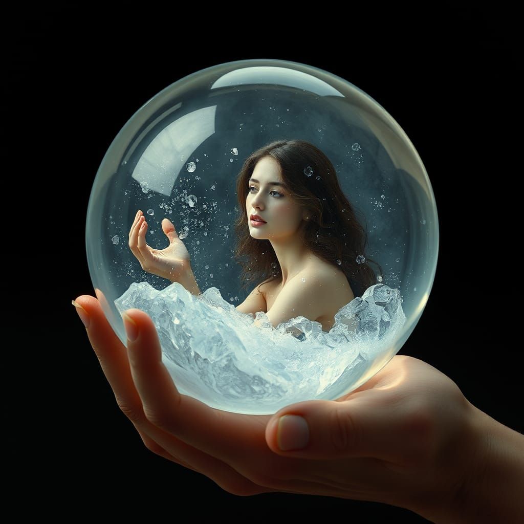 Woman Trapped Inside Crystal Sphere