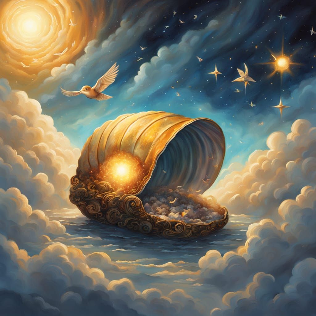 Surreal Clamshell Reveals a Cosmic Sky