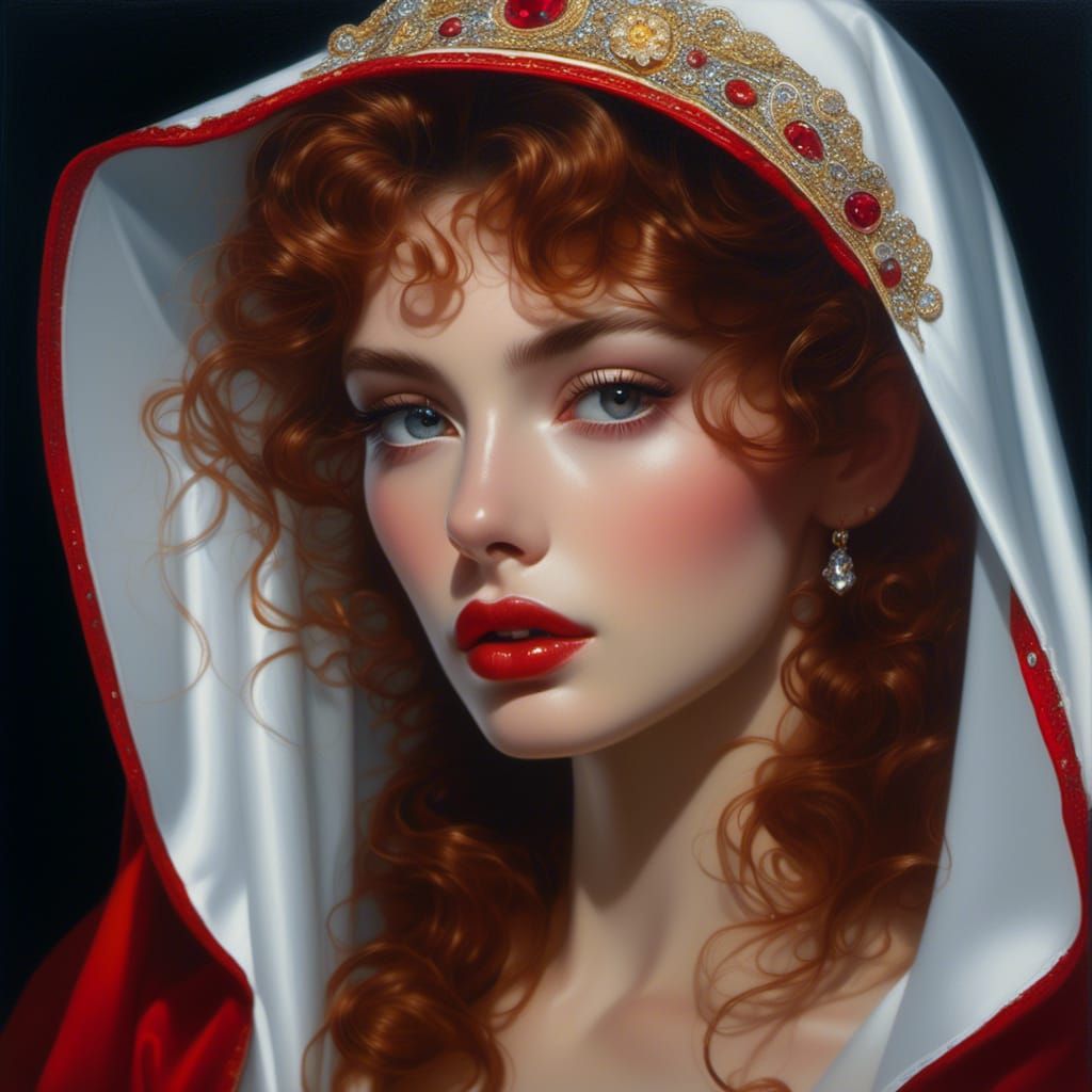 Hyperrealistic Portrait of Woman Stepping Out of Bathtub