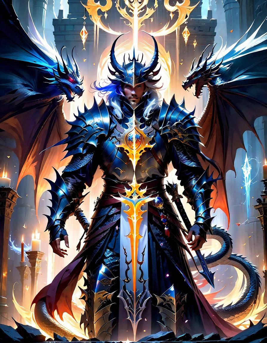 Dragon King Knight in Magical Dungeon: Fantasy Art