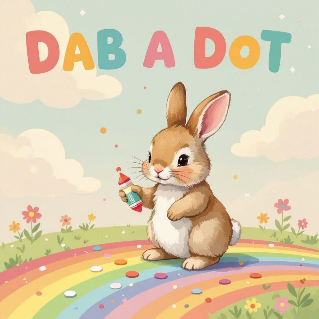 Pastel Bunny with Colorful Dots: Children's Illustration
