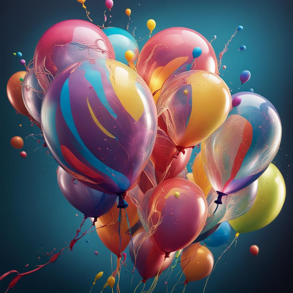 Hyperrealistic Balloons in Splash Art Style