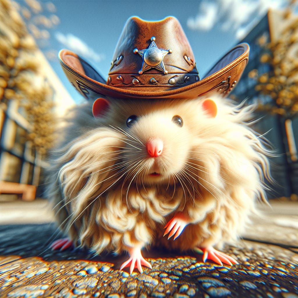 Cinematic Western Rat in Cowboy Hat