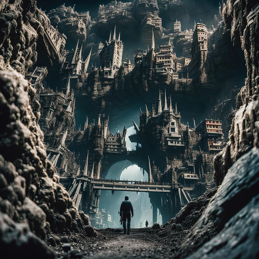 Dramatic Underworld City Street: Cinematic Film Still