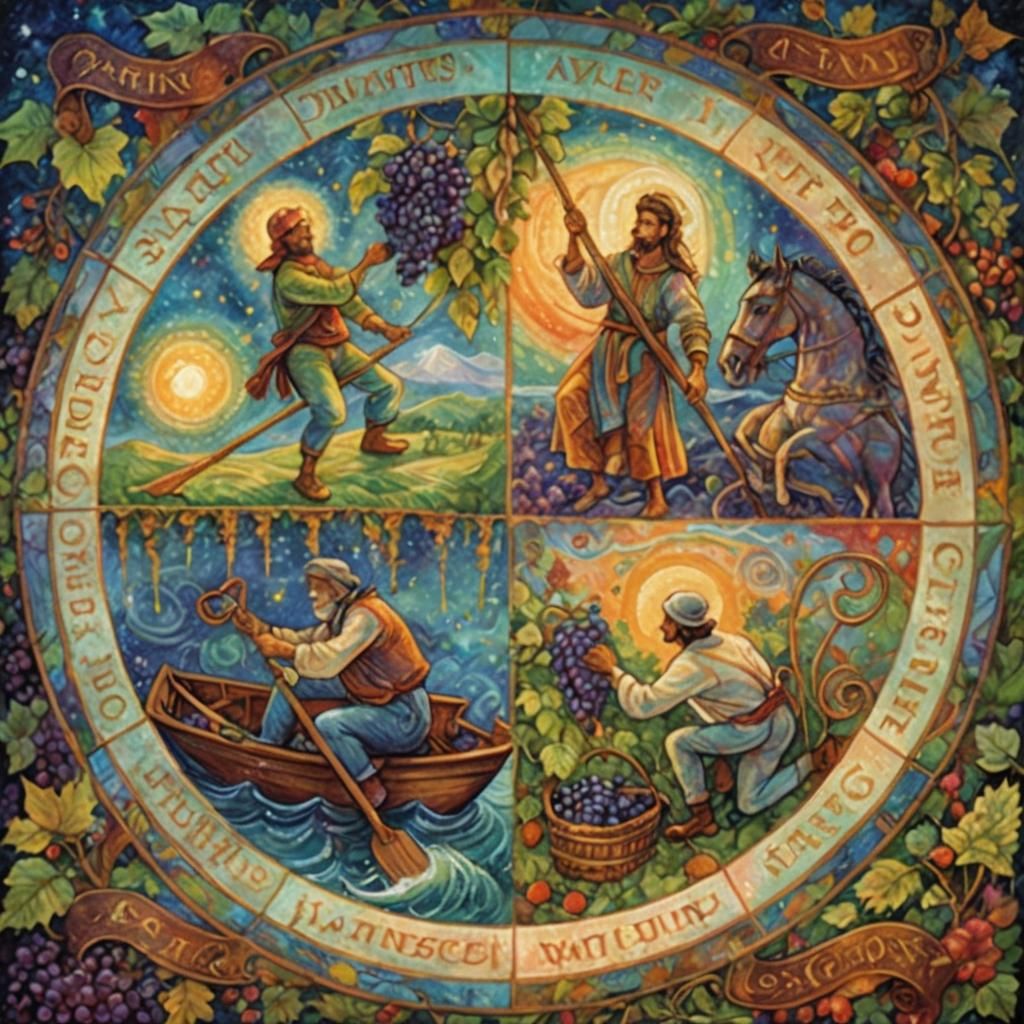 Visionary Art: Figures Intertwined with Nature