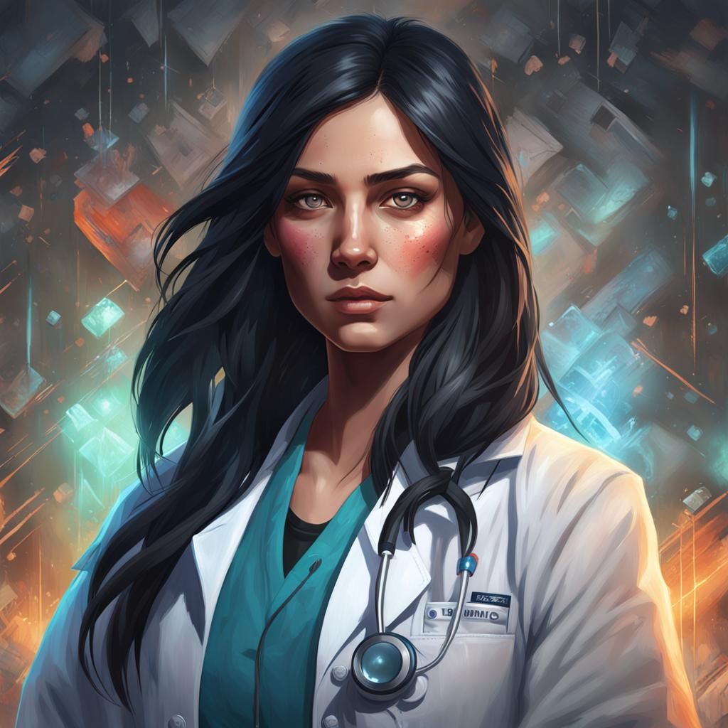 Girl Doctor Portrait in Hyperdetailed Style
