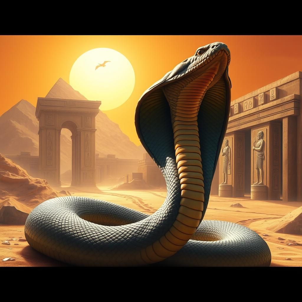 Cobra in Egyptian Desert, Mystical Realism Style