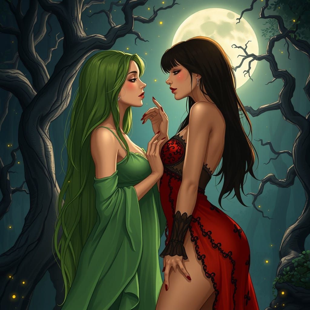 Ethereal Love in a Mystical Dark Forest