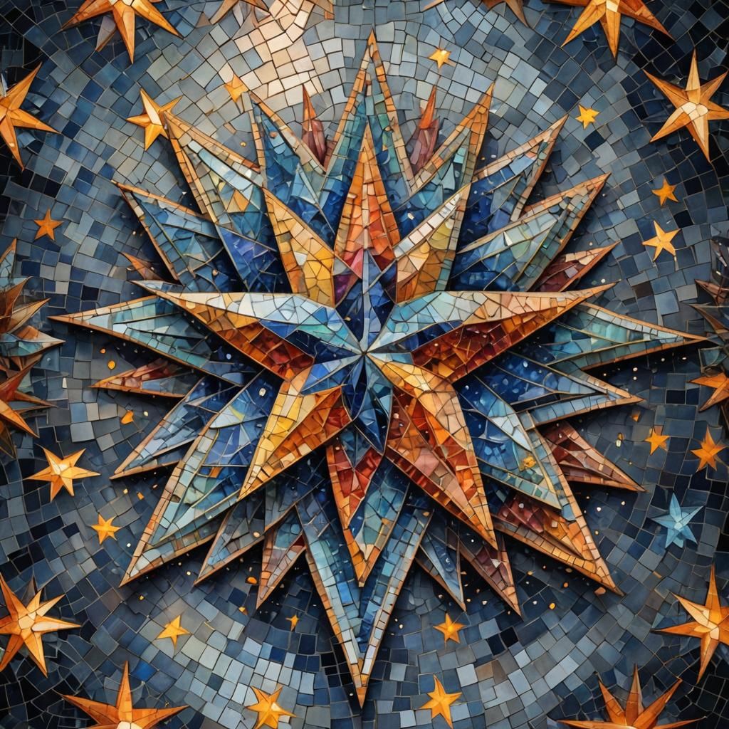 Mosaic Watercolour Star in HDR