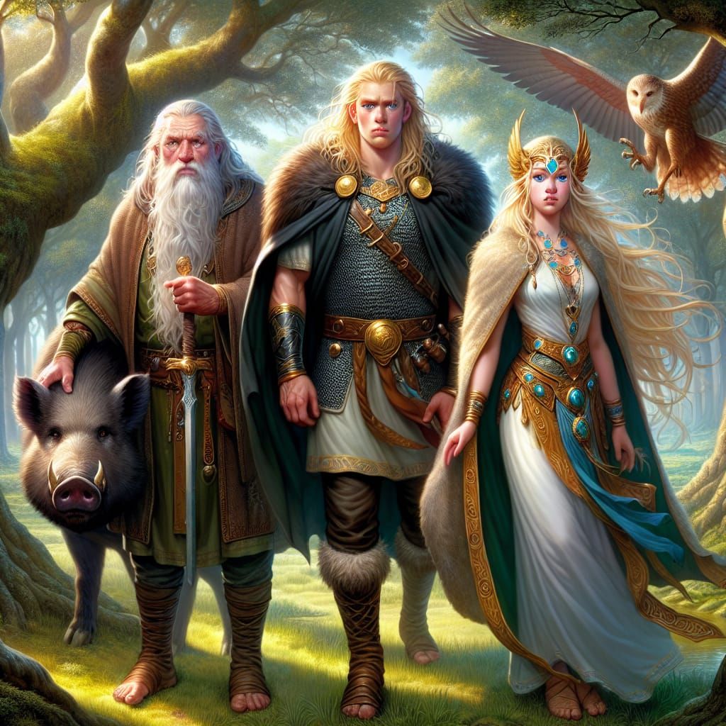 Njörd , Freyr et Freya dans un bosquet sacré