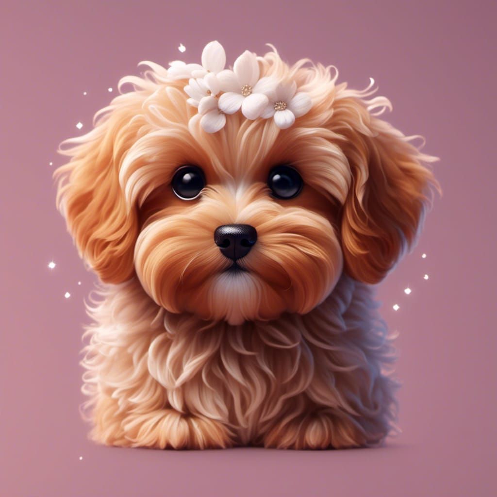 Cavoodle Puppy Logo in 3D Anime Style