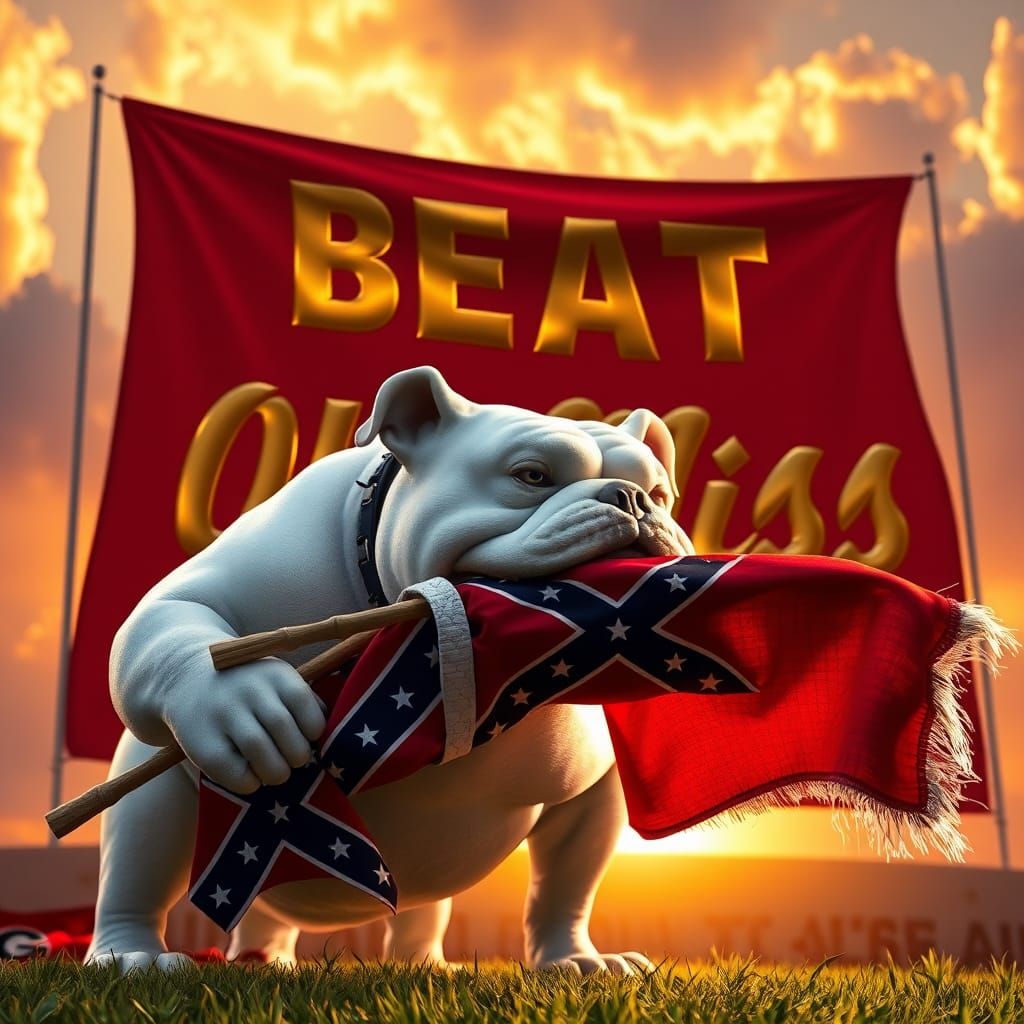 Georgia Bulldog with Confederate Flag, 3D Game Art