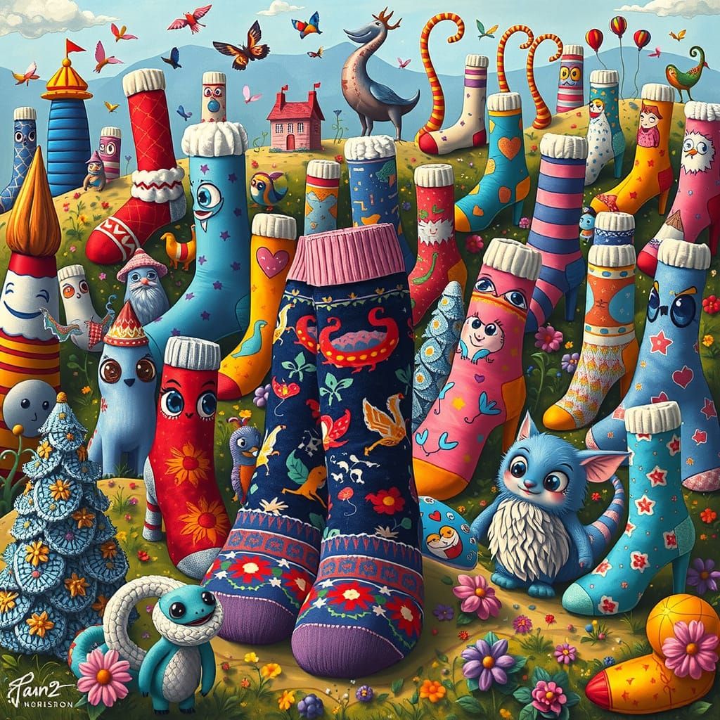 Whimsical Sock Landscape Inspired by Miyazaki and Garcia