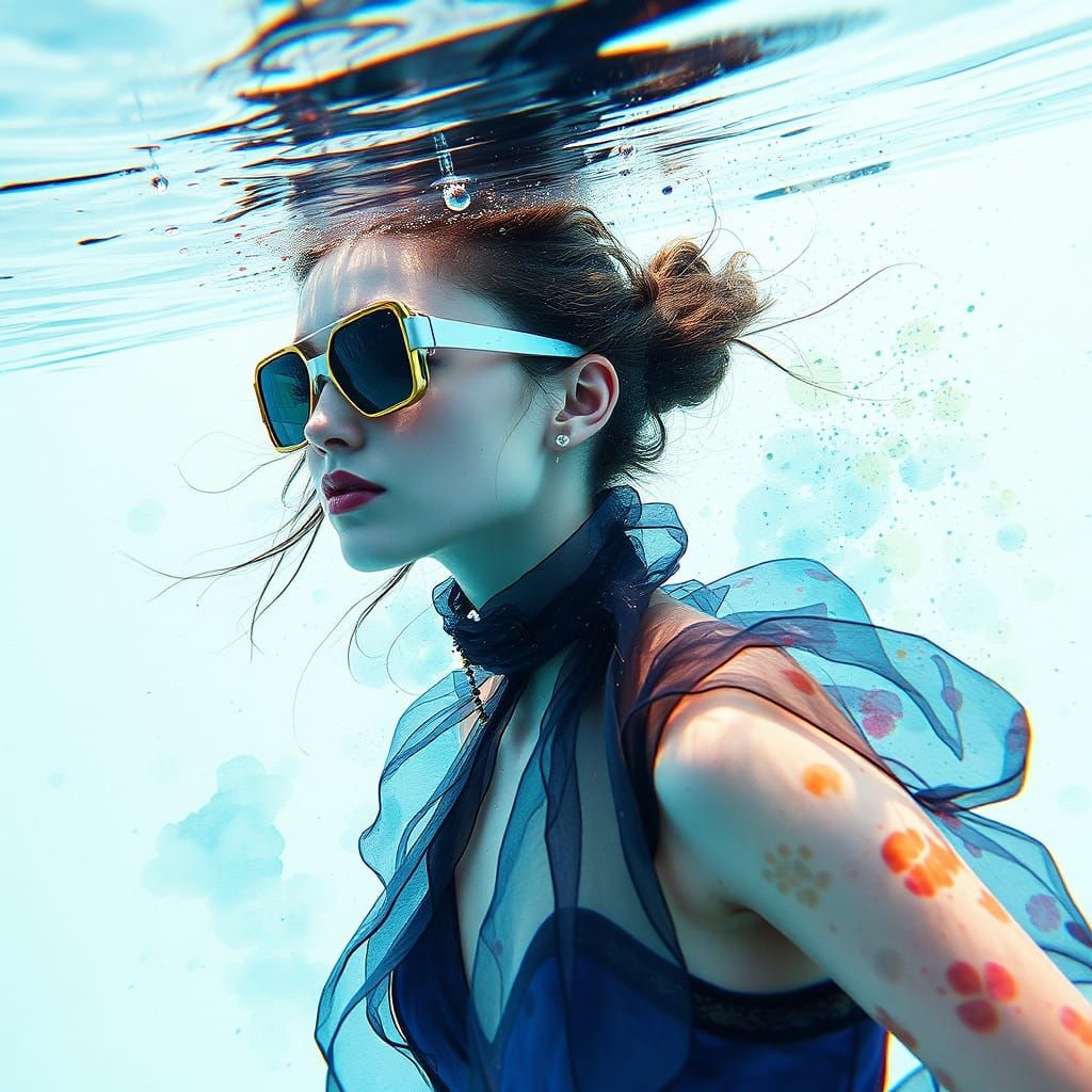 Underwater Fashion in Watercolor Style