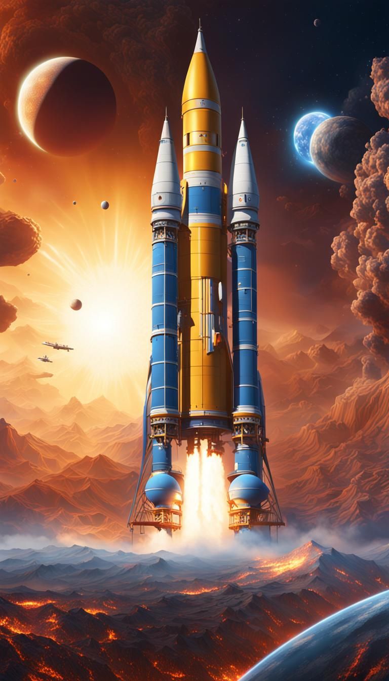 Rockets Launching into Space During Solar Eclipse