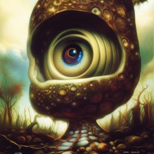 Surreal Baby Potato in Dystopian Oil Painting