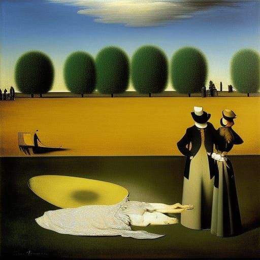 Surrealist Painting in Triadic Colors, Fine Detail