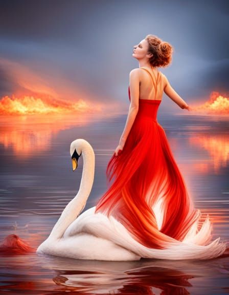 Fiery Swan Goddess Illustration