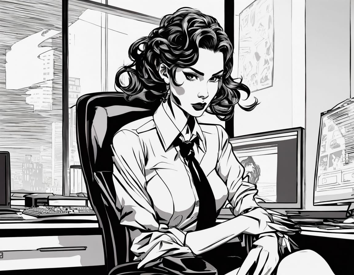 Vampire Woman in Office, Japanese Anime Style