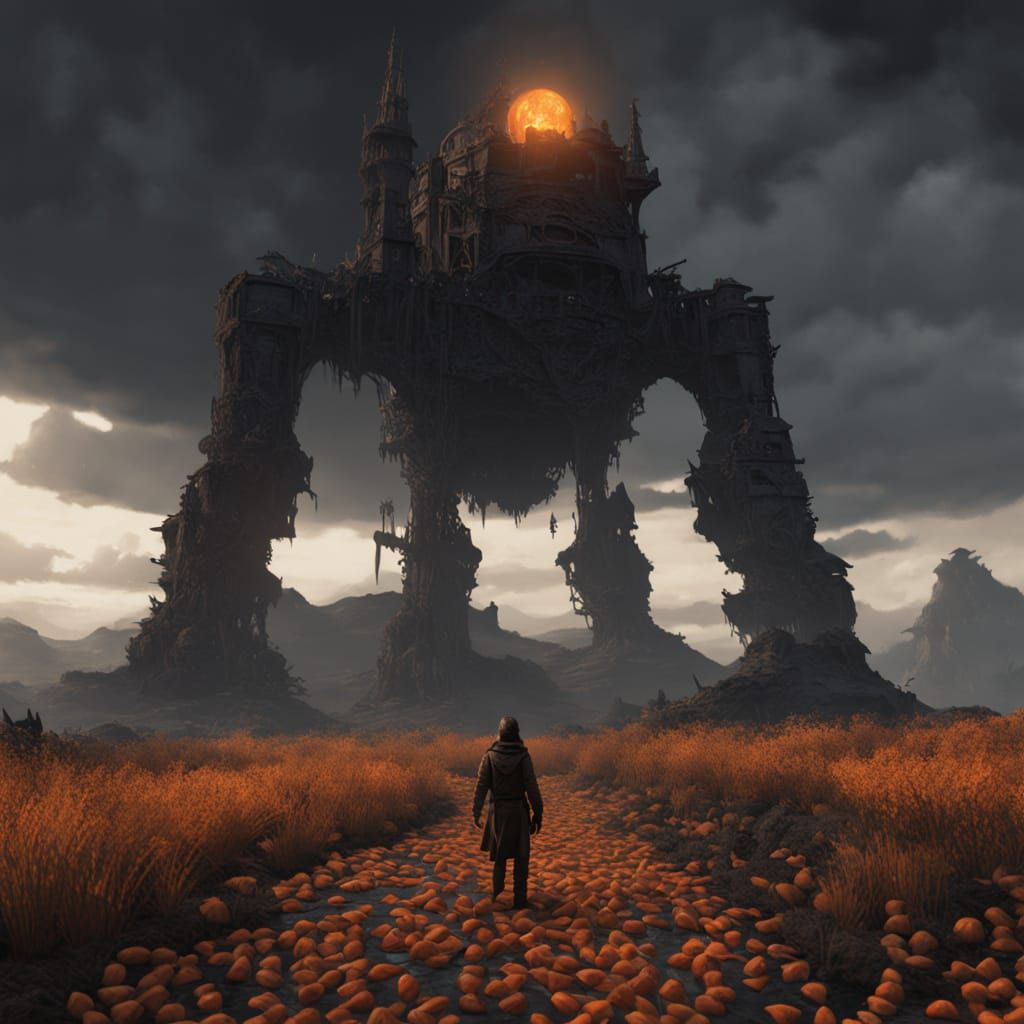 Cosmonaut Drifting Through Candy Corn Galaxy