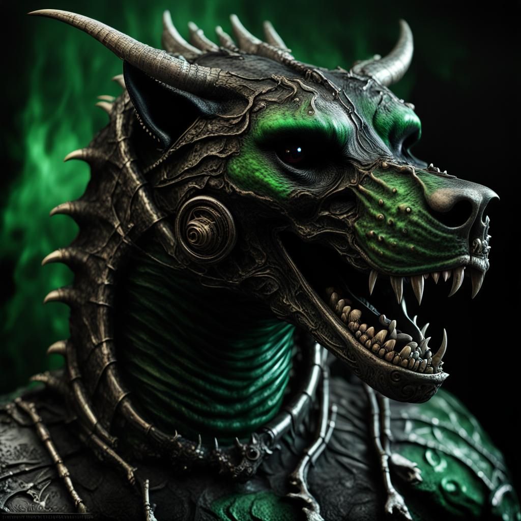 Undead Dragon Rottweiler Hybrid in Gothic Style