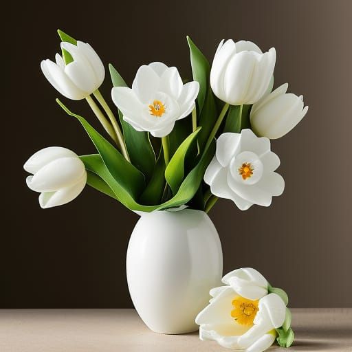 Hyper-Detailed Tulips in Oil Painting with Geometry